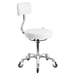 Stool - With Back - White - Aluminium Base